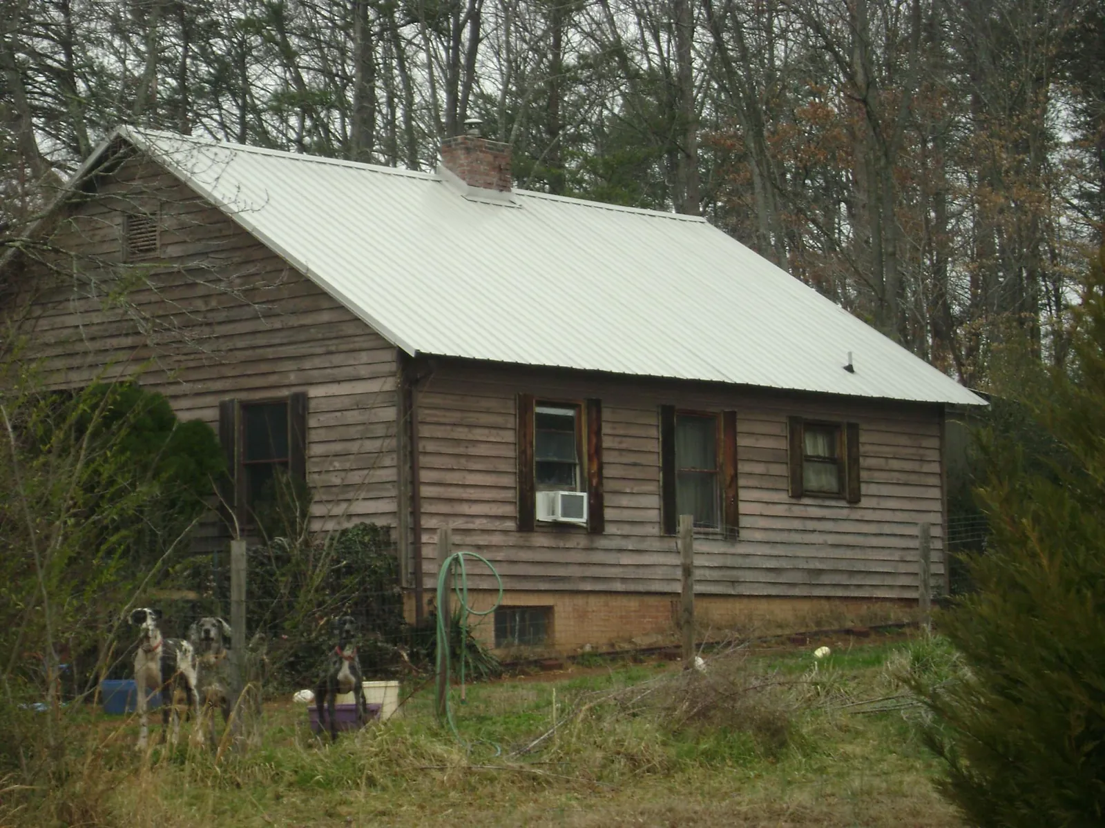 White metal roof on an old wood sided farmhouse, from a Asphalt Shingle Roof Repair job in Lebec